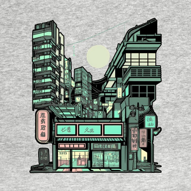 Tokyo street. Retro anime style by DragonDream